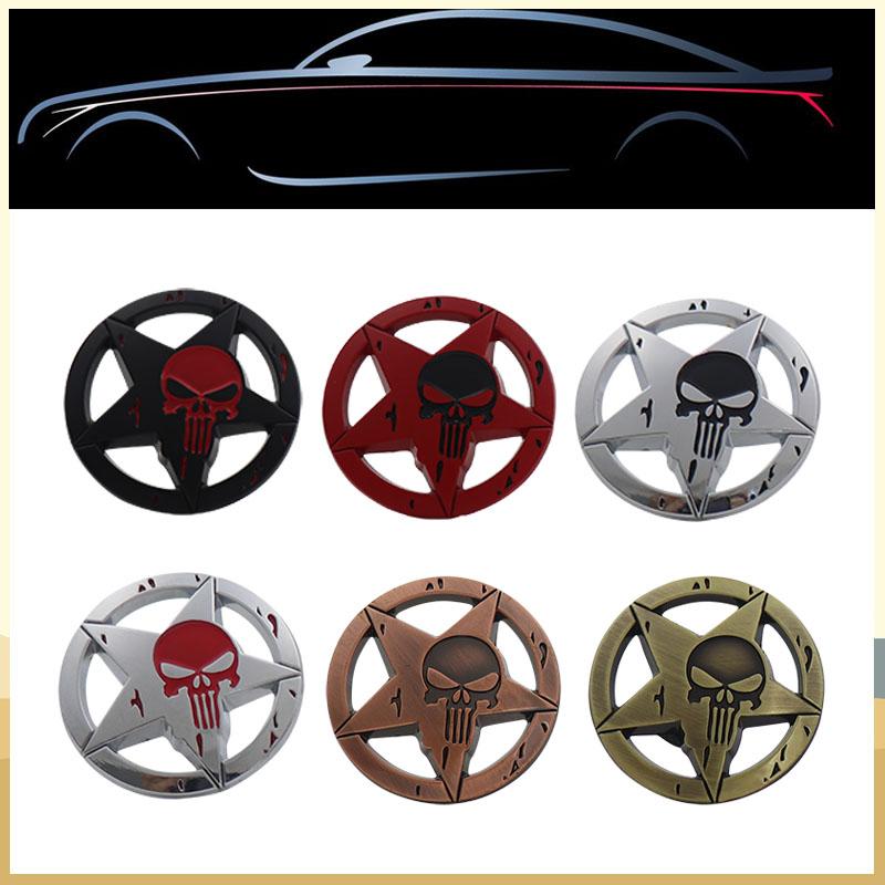 3D Round Five-pointed Star Skull Mastermind for Motorcycle Car Helmet Racing Laptop Car Fender Rear Decal Emblem Badge Sticker