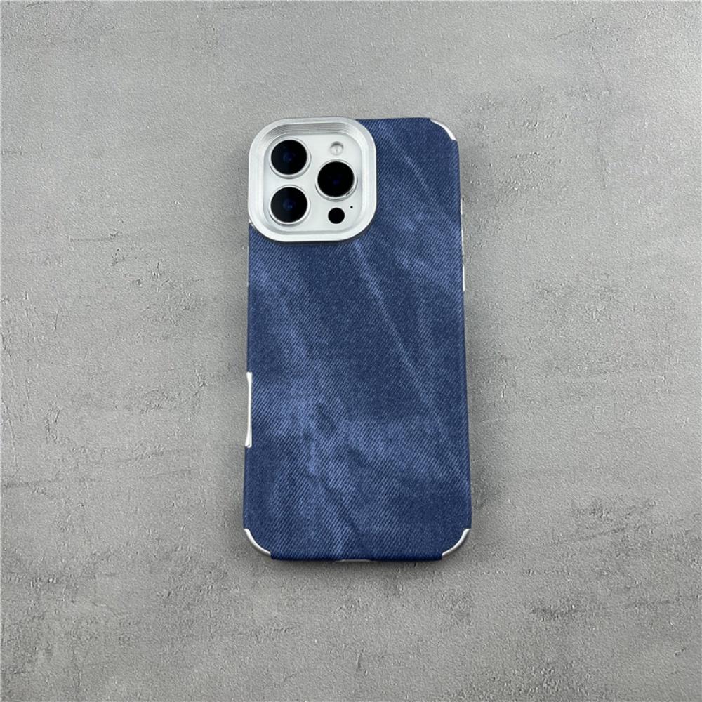Candy Vintage Cowboy Stoff Hülle für iPhone 17 Air 16 15 14 13 12 Pro Max 11 Plus 17Pro Jeans Weicher Stoßfänger Galvanisierte Abdeckung