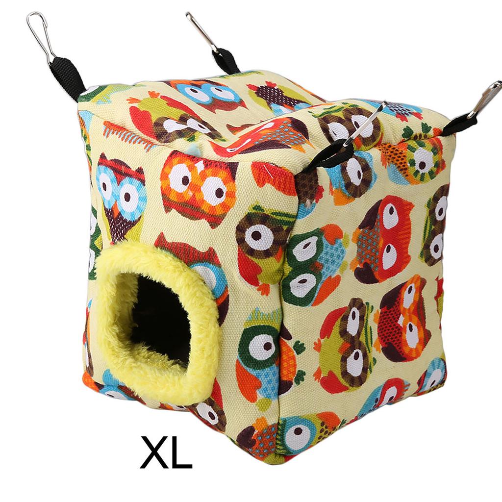 Warm Plush Bird Hanging Cave Hammock Hanging Winter Birds Cage (L Owl)