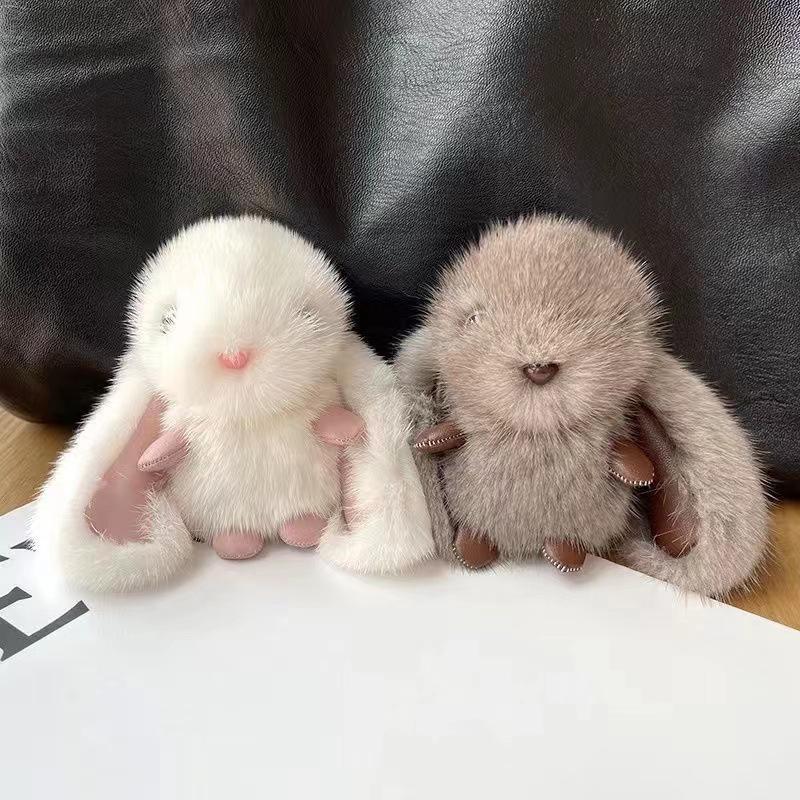 Coppia Di Portachiavi Con Coniglietti Di Peluche, Simpatici Ciondoli A Forma Di Coniglio Per Bambini, Decorazioni Per Chiavi E Borsa, Regalo Carino (2 Pezzi)