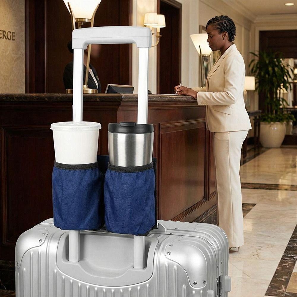 Hands-Free Design Luggage Cup Holder Fits All Handles Foldable Suitcase Drink Bag Easy Installation Space Saving