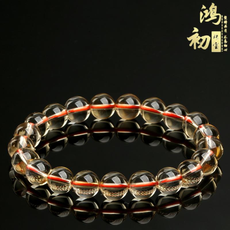 Hongchu Crystal Natural7A Premium Yellow Citrine Round Bead Bracelet Brazilian Citrine Bracelet Semi-finished Product