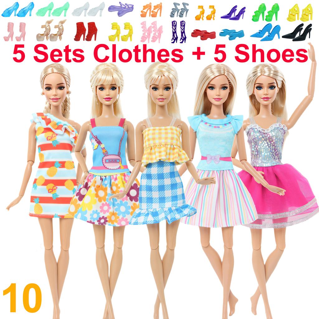 10 Stück/Set Mode-Outfits Ba Puppe Bie Hemd Hose Kleid Schuhe 11,5 Zoll Puppenkleidung Puppenhaus 11,8" 30cm 1/6 Puppenzubehör