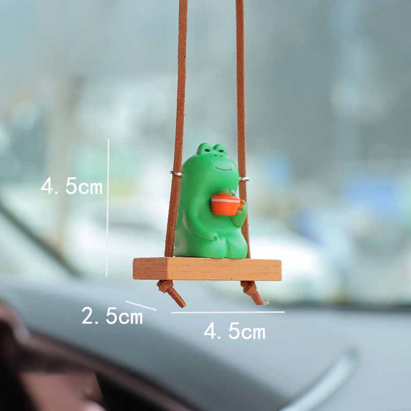 Ins Small Fresh Cute Drinking Tea And Reading Books Little Frog Toy Models Car Decorative Accessories Hanging Fun Resin Crafts