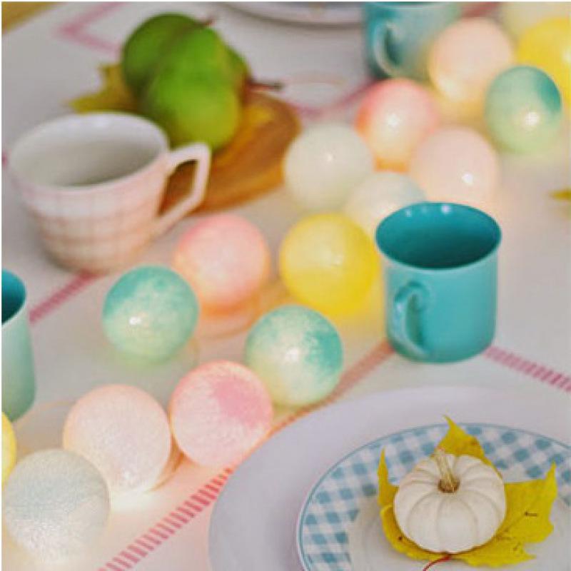 LED Rattan Cotton Ball Fairy Lights for Christmas & Bedroom Decor