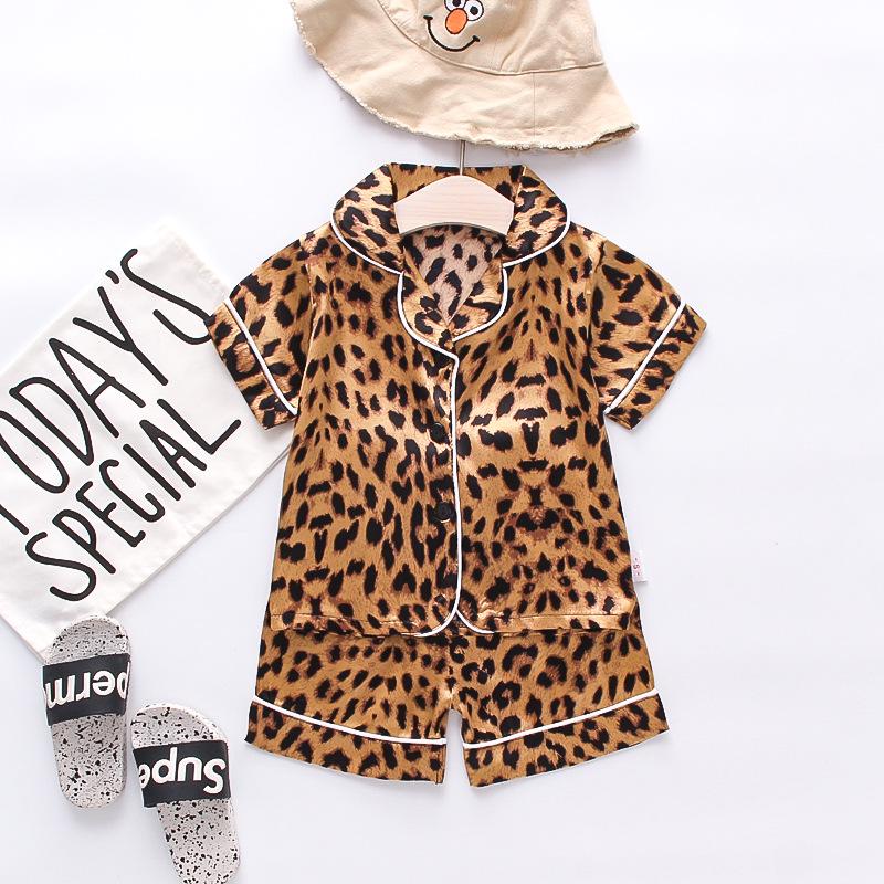 BB58 Mufurui Summer Kids' Silk Bear Cartoon Pajama Short Sleeve Two-Piece Set