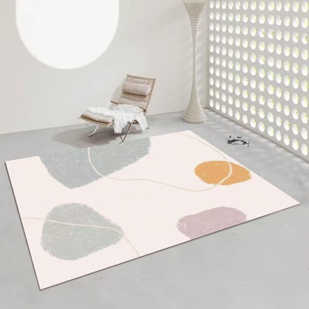 Cream Style Living Room Decoration Large Carpet Pink Abstract Geometric Print Carpet Sofa Bedroom Bedside Non Slip Foot Pad