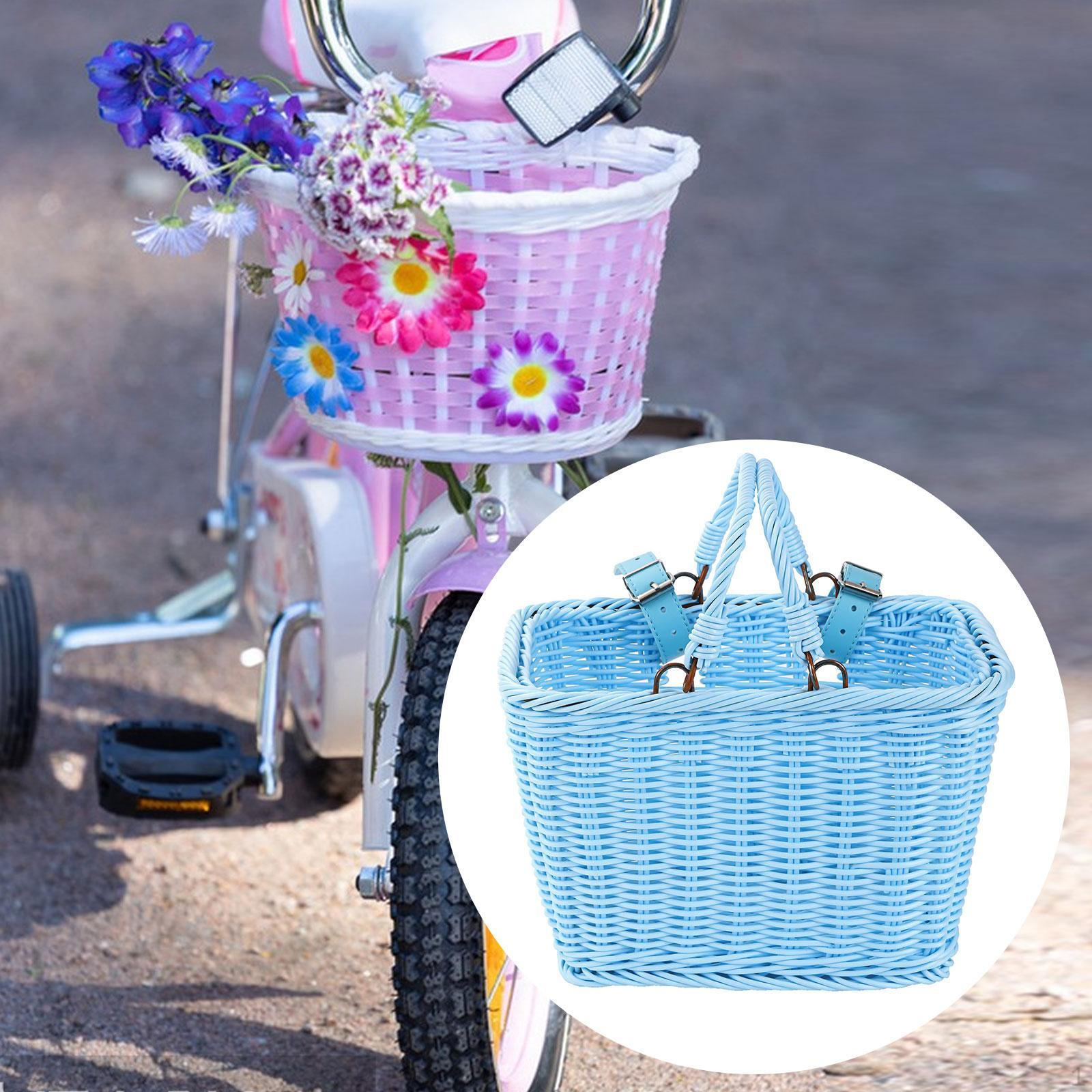 

Велосипедная корзина передняя для велосипеда для девочек, моющаяся, с кожаными ремнями, портативная, водонепроницаемая синий