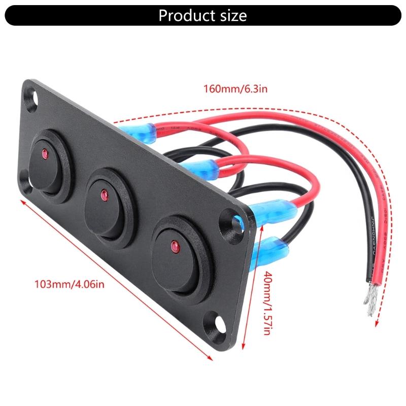 20A 12V Waterproof Red LED Illuminated Toggle Switch Panel for Auto and Marine Dashboards Applications Easy Installation