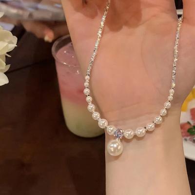 Advanced Sense Pearls Kaklo papuošalas moterims Merginoms Paprasti perlų pakabukas raktikaulio grandinėlė Vakarėlis Papuošalai Priedai Dovanos