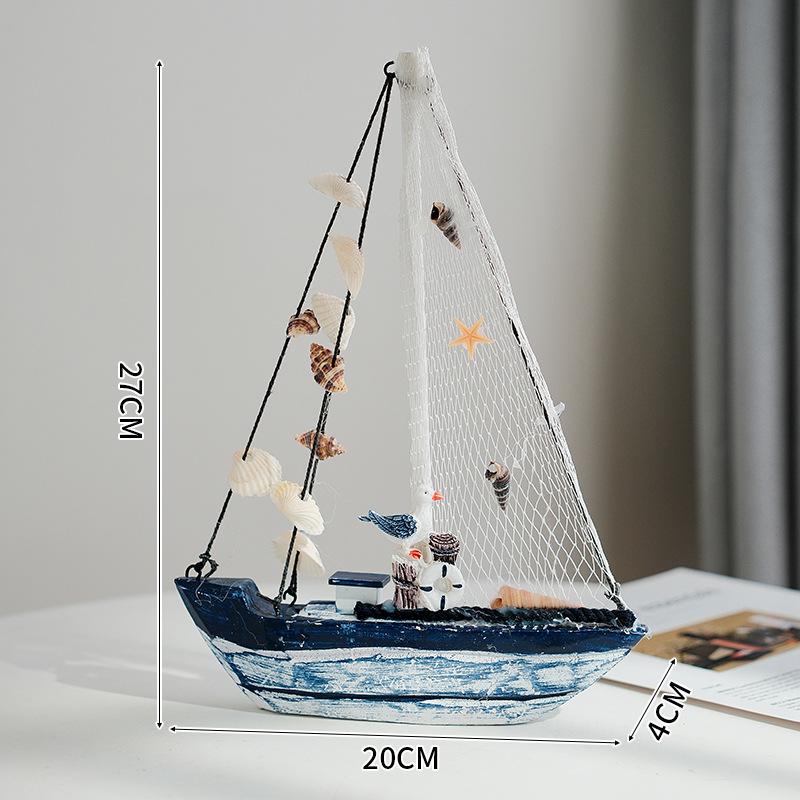 Porzellan Segelschiff Modell im mediterranen Stil - Kreative Holz Heimdeko Ornamente