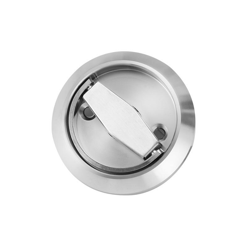 Stainless Steel Invisible Door Lock with Pull Ring, Single/Double-Sided Mounted Round Handle.
