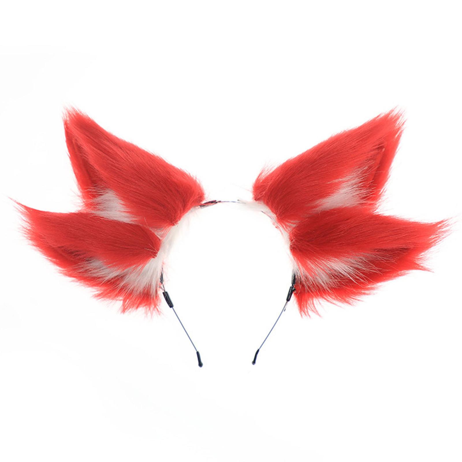 

Soft Plush Nine Tailed Fox Ears Headband Anime Convention Accessories for Themed Parties and Role Playing красный