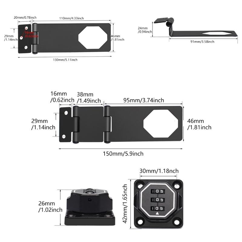 Keyless Cabinet Lock Cabinet Combination Lock Twist Knob Hasp Lock for Kitchen Drawers, Cabinets, Cupboard Enduring