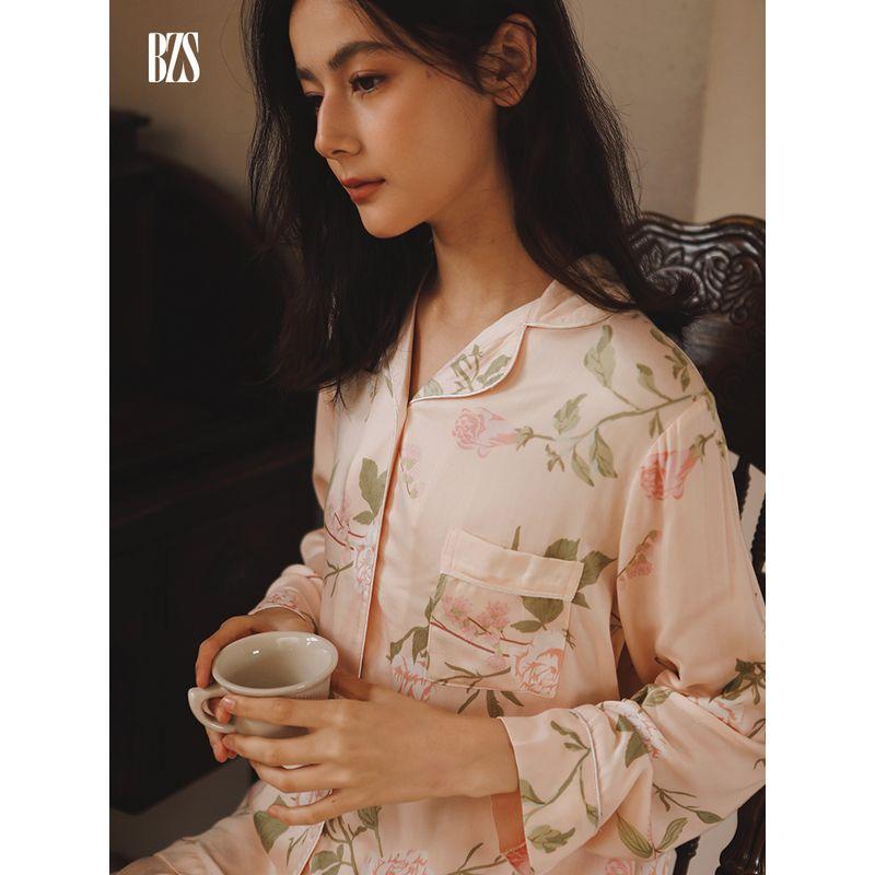 2024 Summer Satin Pants Sweet Pajamas Loose Cardigan Cotton Silk Thin Rayon Cotton Short Sleeve Home Wear for Women