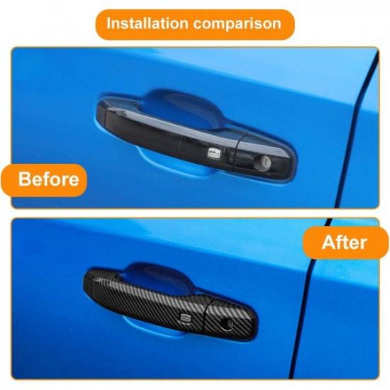 4x Carbon Door Handle Guards Trim Cover Kit For Chevy Silverado 19+ Colorado 23+