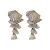 Cold Fan-shaped Silver Needle Earrings Simple Ocean Style High-end Earrings for Women