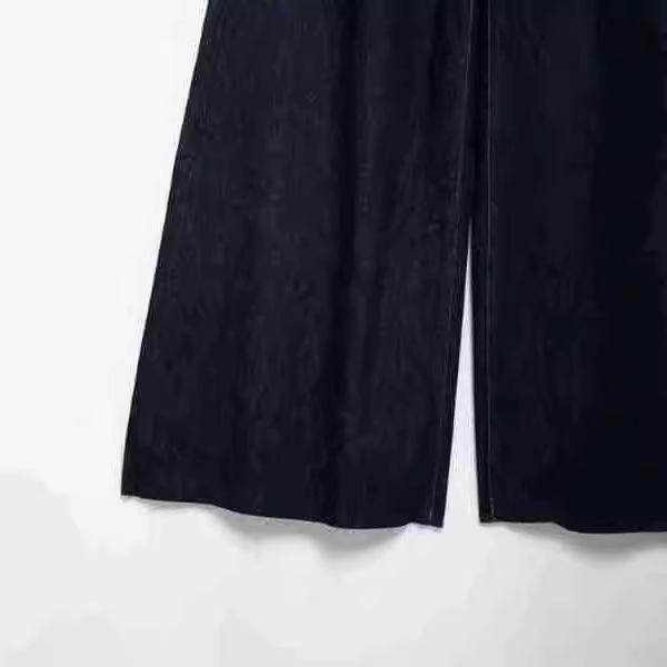2024 Retro V-Neck Denim Vest & Wide-Leg Pants Set for Women
