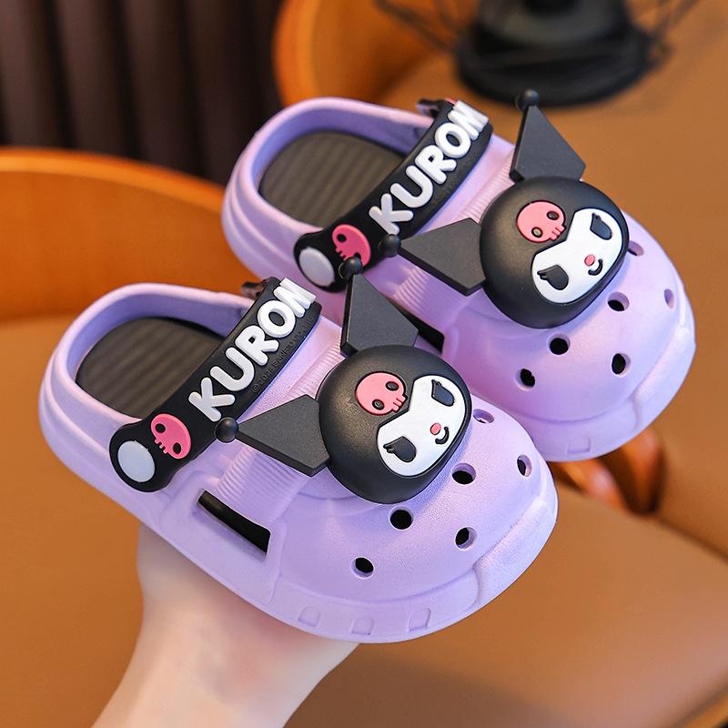Kuromi Summer Children s Clogs Non-Slip Closed-Toe Breathable Outdoor Beach Sandals for Young Children 24/25Code(Insole Length15