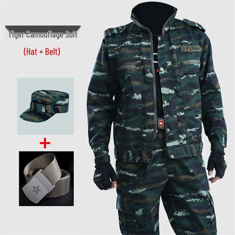 Men's Black Python Pattern Camouflage Workwear Set - Wear-Resistant Labor Protection for Spring and Autumn