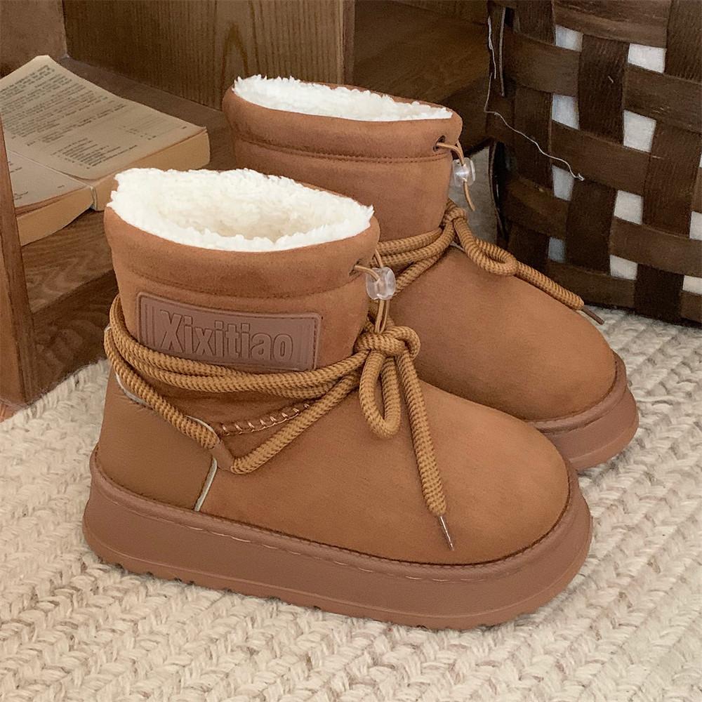 Fashion Thick-Soled Snow Boots for Women, Ankle Winter Boots with Thick Fur, 2025 New Style Cotton Soft Casual Snow Boots, Original Fashion Winter