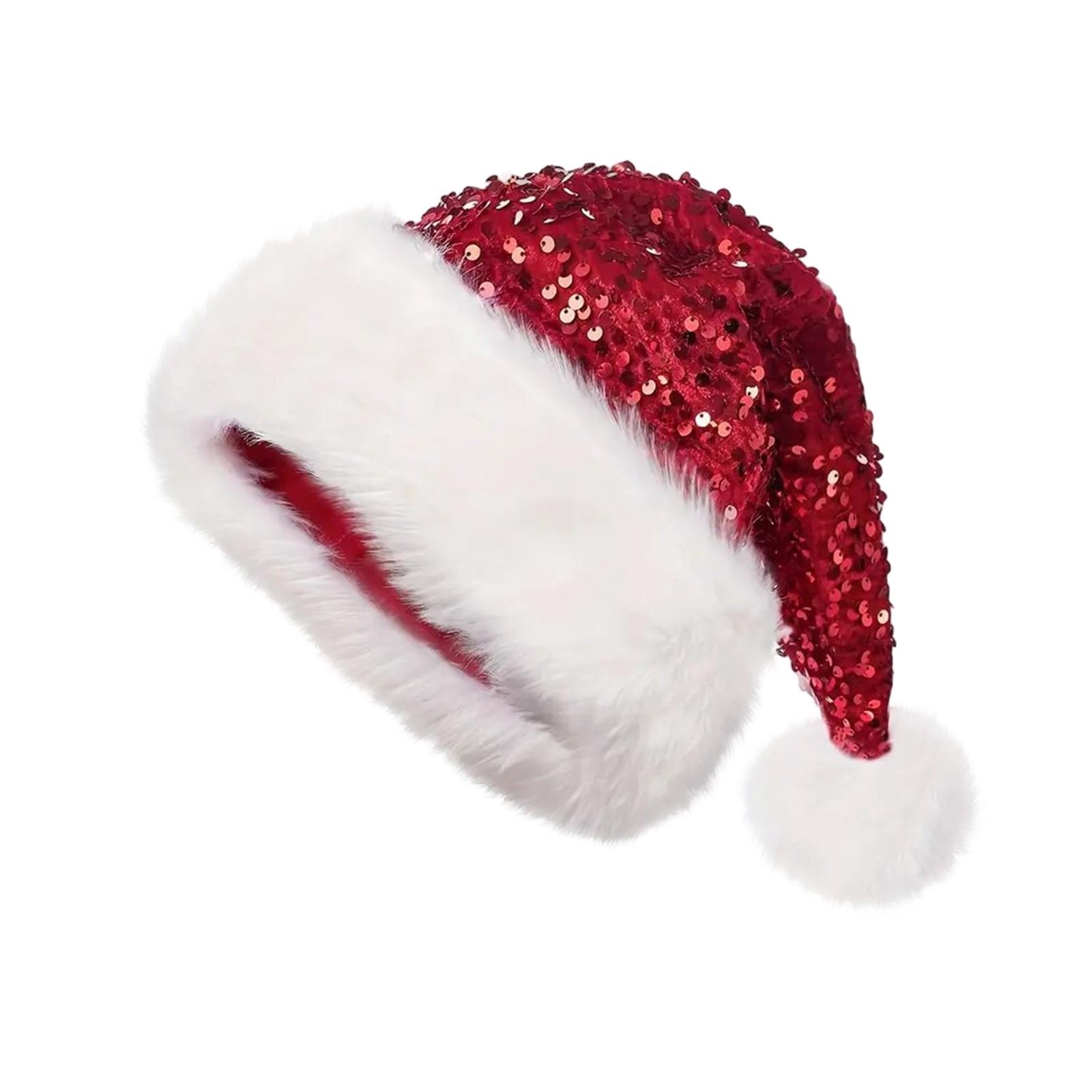 

Christmas Decoration Atmosphere, Red Double-layer Sequin Sea Plush Hat One Size красный