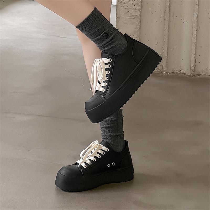 Big Head Shoes Casual Board Shoes Men and Women Couple Derby Shoes Platform Heightening Leather Shoes Men's Commuter Board Shoes 14326-J