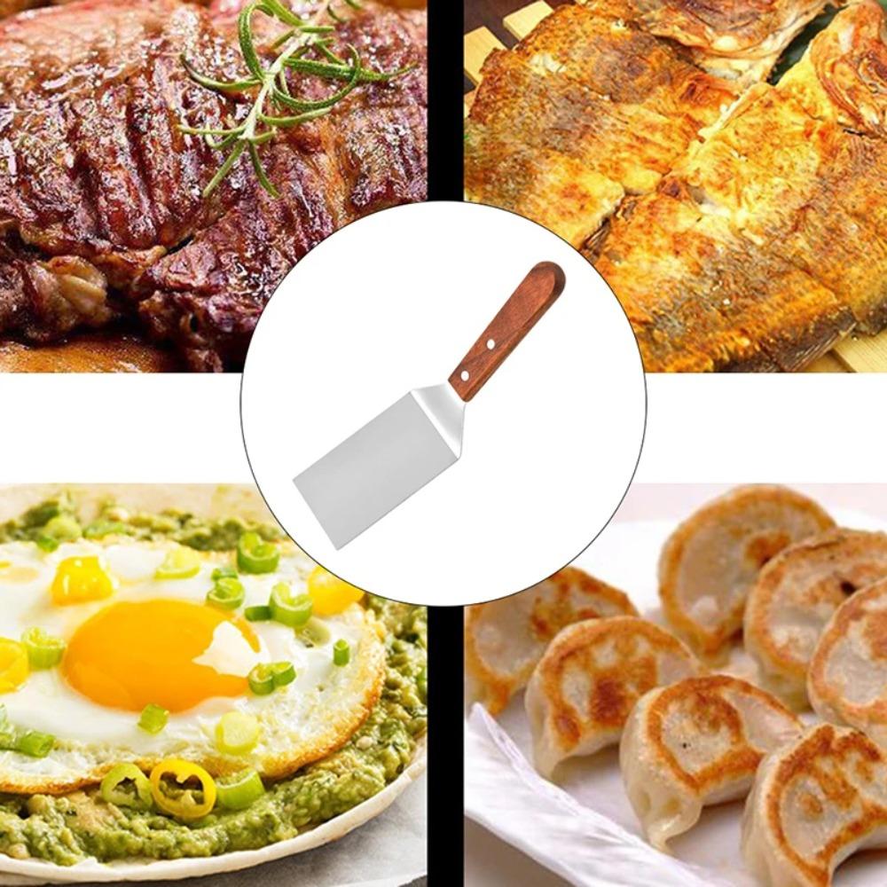 With Hole Square Head Steak Spatula Wood Handle Frying Pan Spatula Grill Scraper Tiramisu