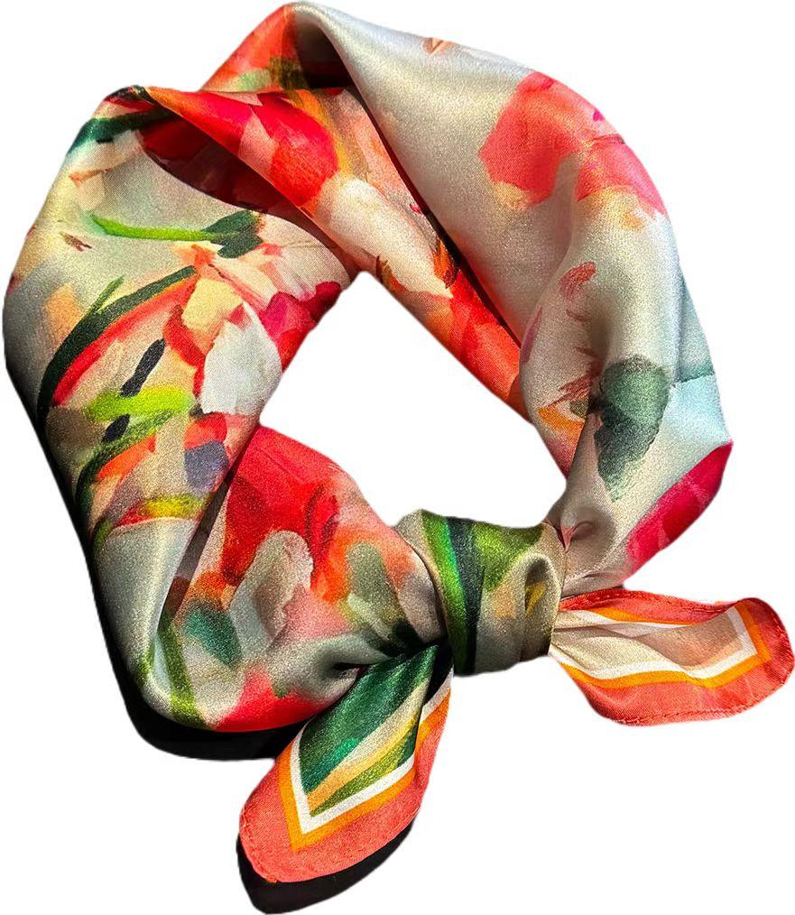 Brand 100% Pure Silk Scarf Women Neck Hair Foulard Square Headband Scarves Bandana Fashion Hijab Poncho Scarves Pashmina Shawl