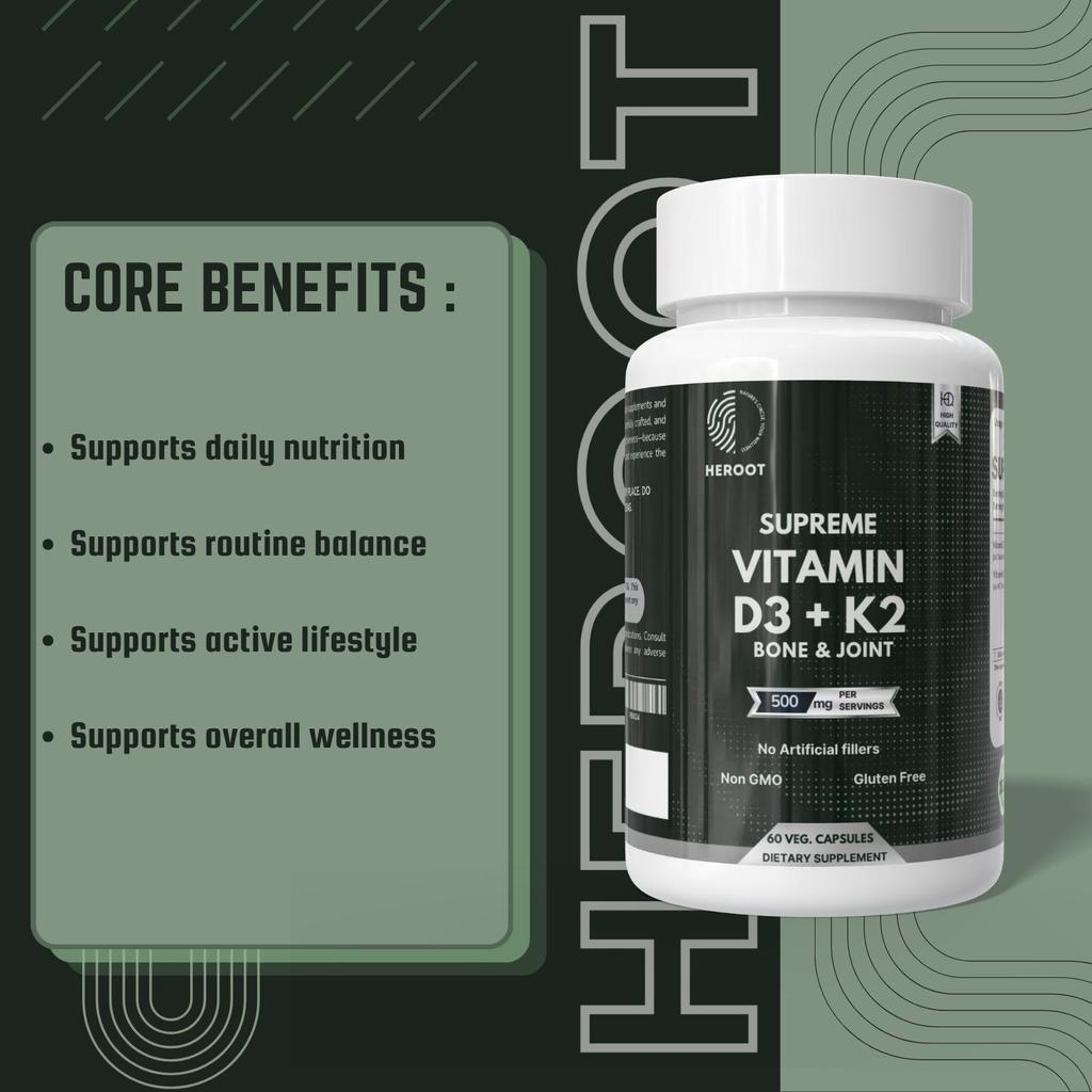 Vitamin D3 + K2 Capsules | Dietary Supplement