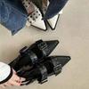 Slingback Shoes Gothic Chunky Heels Women's Pumps Rivet Street Style Medium Heel Punk Vintage Casual Sandals Spring Summer