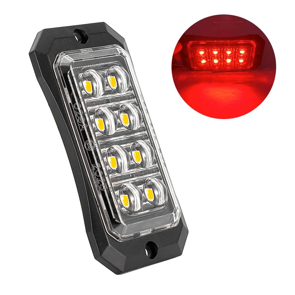4/8/12 LED Truck LED Side Marker Light Strobe Flash Warning Light 12-24V Waterproof Lens Light for Trucks & Trailers