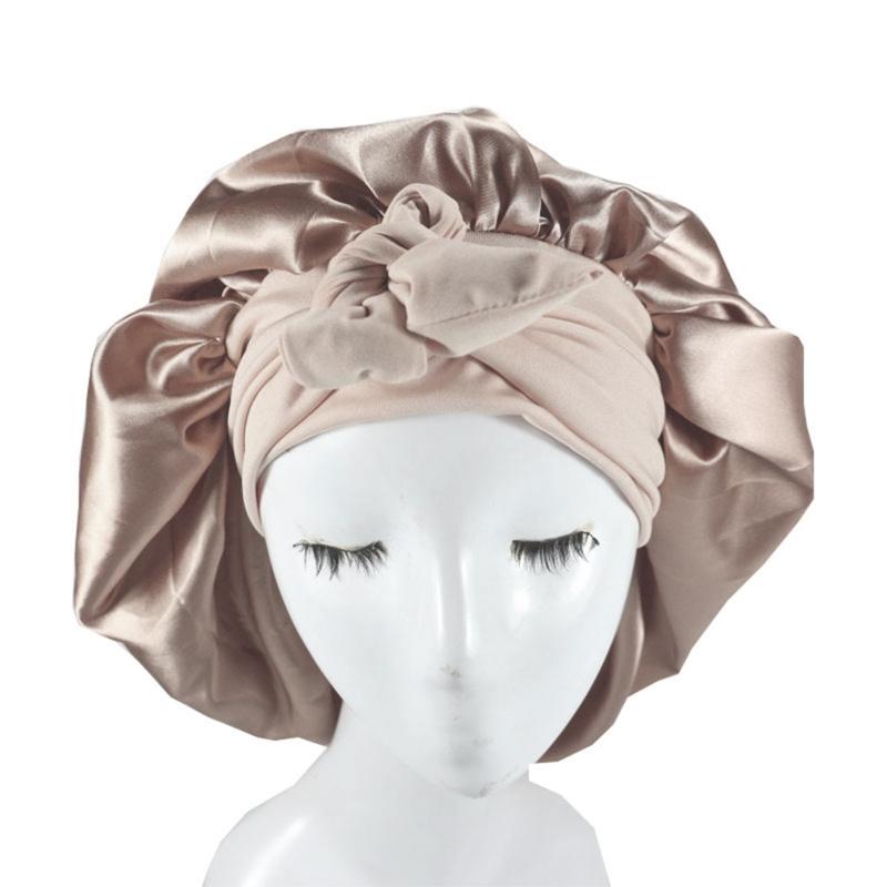 Girls Four Seasons Polyester Satin Sleeping Cap for Women,Silky Bonnet Sleep Hat for Head Wrap Night Elastic Band Headsc