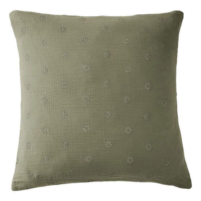 Embroidered Decorative Pillowcase "Gaïa Boho" 60 X 60 Cm &; 50 X 70 Cm "Cotton Gauze" - Gaïa Boho Rosemary - 60 X 60 Cm