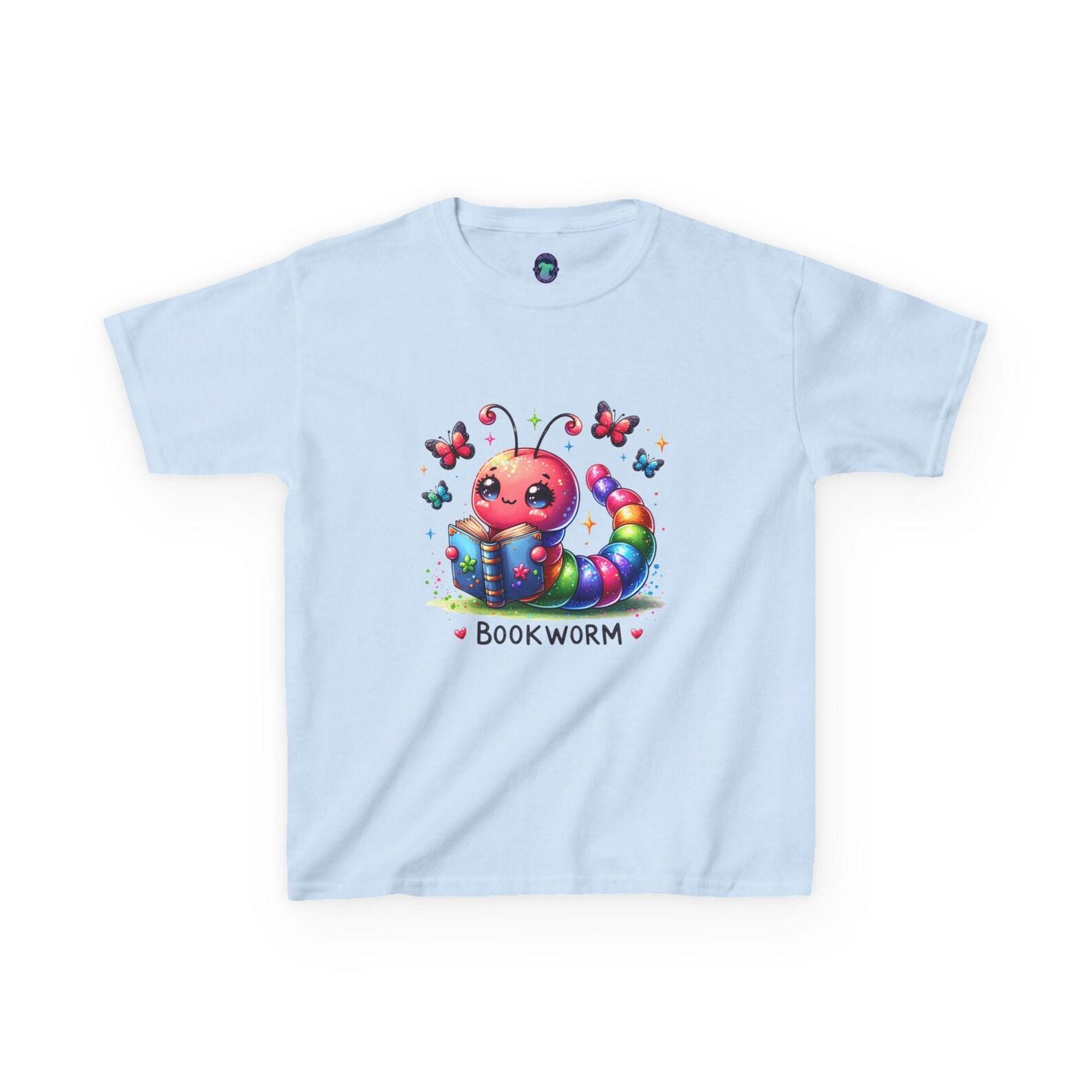 Colorful Bookworm Kids Tee Cute Caterpillar T-Shirt for Book Lovers Childrens Reading Shirt, Fun Gift for Kids Reading Awareness 140