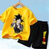 2026 Anime Cool Goku Dragon Ball Z Boys CosPlay Short Sleeve Shorts with Pocket Beach Pants Breathable Polyester T-shirt Kids Suit