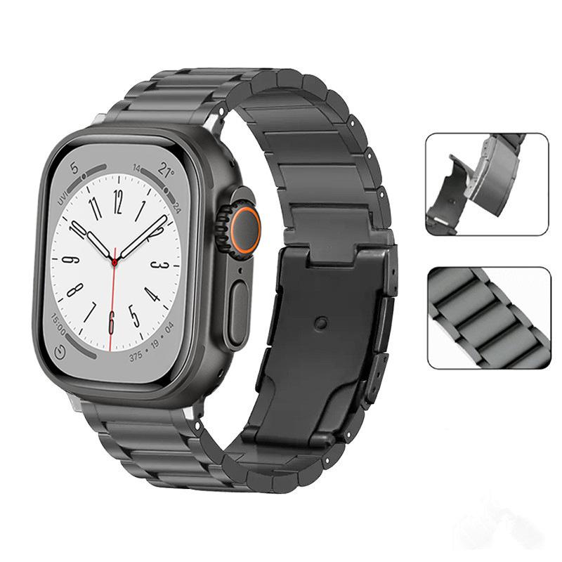 Titanium Metal Strap For Apple Watch Bands 44mm 49mm 45mm 40mm 41mm 42mm 38mm Link Bracelet iWatch Series 9 6 5 4 7 8 SE Ultra 2