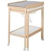 Table à langer avec baignoire coulissante - ROBA - Inclus matelas déperlant Roba style Gris - Tablette de rangement - Bambou naturel