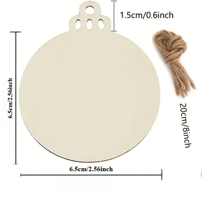10PCS Unfinished Predrilled Wood Slices, Round Blank Discs With Natural Twine, For DIY Crafts, Christmas Party Decorations