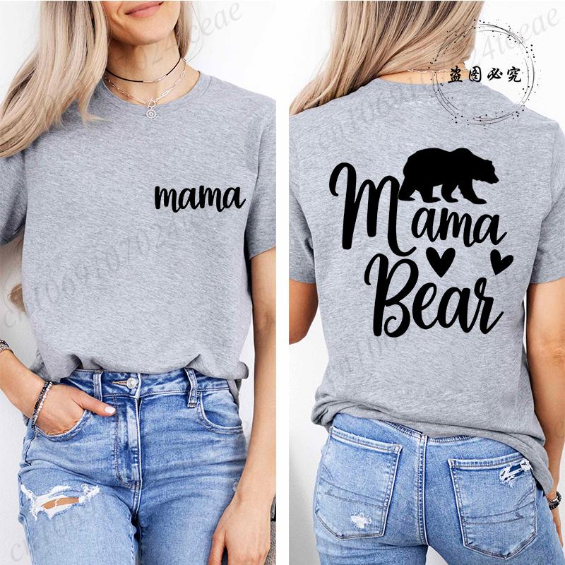 

Women Tops Mama Bear Graphic T Shirt Clothes Short Sleeve Tee Shirts Summer Fashion Female T-Shirts Trend Clothing Mom Gifts XL