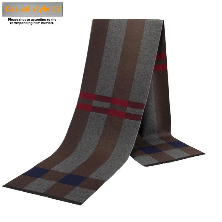 Men's Autumn & Winter Plaid Imitation Cashmere Scarf - Warm & Thick Custom Design