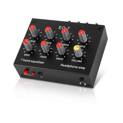 7-band Sound Equalizer, Input/output, 12dB Treble/bass Adjustment, Dual Channel, Digital Equalizer with 3.5mm Headphone Interface, Aluminum Alloy.