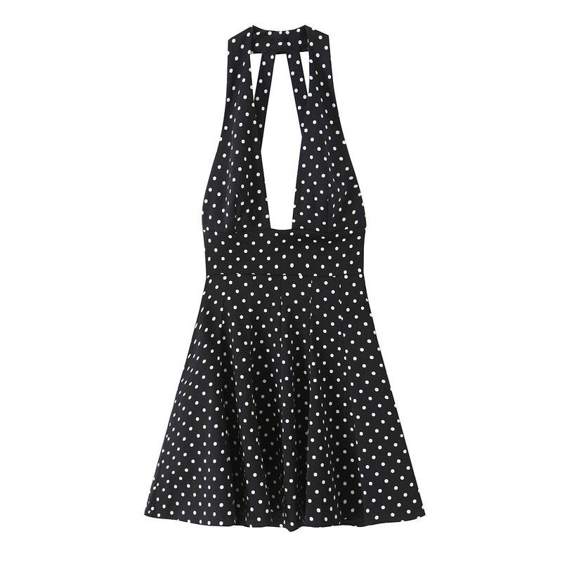 

Kaslead New Women clothes Western Style Fashion Polka Dot Neck Collar Short Dress 4661231 Image color L