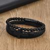 Herren Edelstahl Kreuz Anhänger Geflochtenes Kunstleder Armband Street Style Geometrischer Charm Armband Tägliches Tragen
