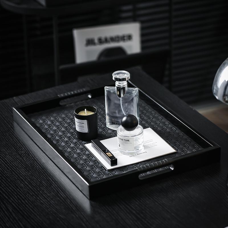 Elegantes Leder Holztablett zur Aufbewahrung von Aromatherapie Vintage Wohnkultur Wohnzimmer