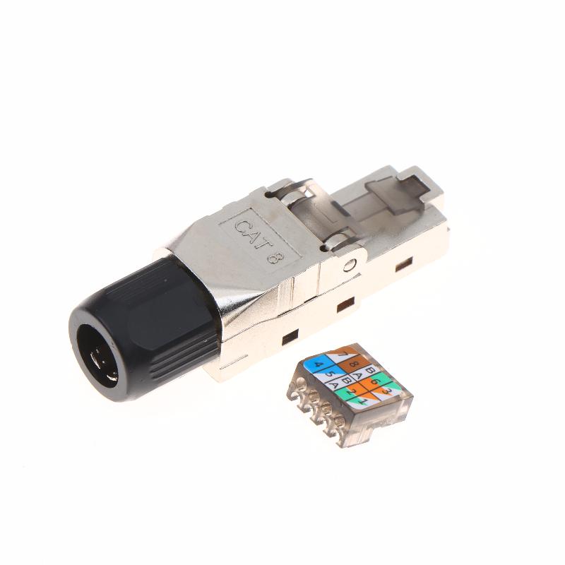 

1Pc Rj45 Cat8 Cat7 Cat6A Connector Shielded Toolless Modular Termination Plug 2000Mhz 40G Lan Cable For 22Awg-24Awg CAT8