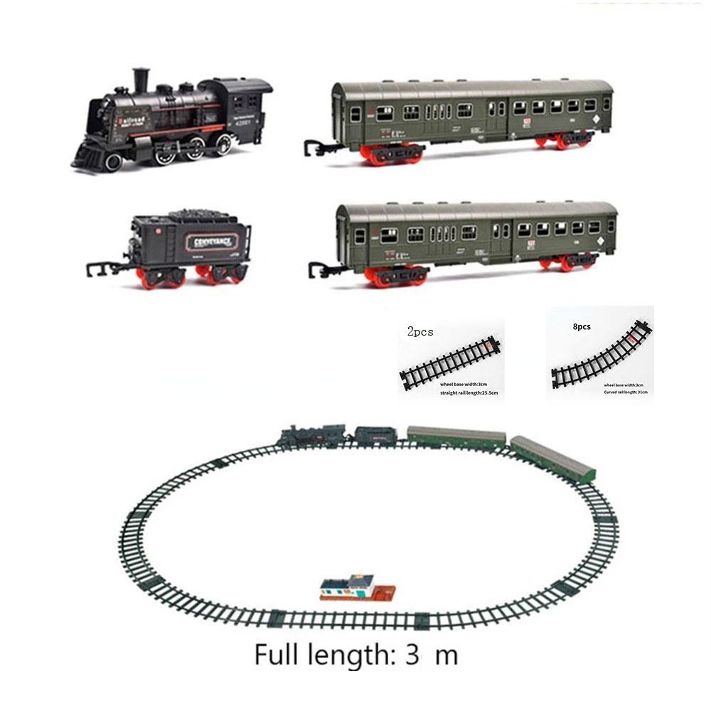 Kids Childrens Electric Smoke Simulation Classical Steam Train Track Toy Trains Scale Ratio Model Truck for Boys Girls Railway Railroad