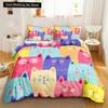 3PCS Single-sided Printed Bedding Set ,Comforter Cartoon Cute Cat Duvet Bedding Cover Pillows Comfortable Bedspreads BeddingSet
