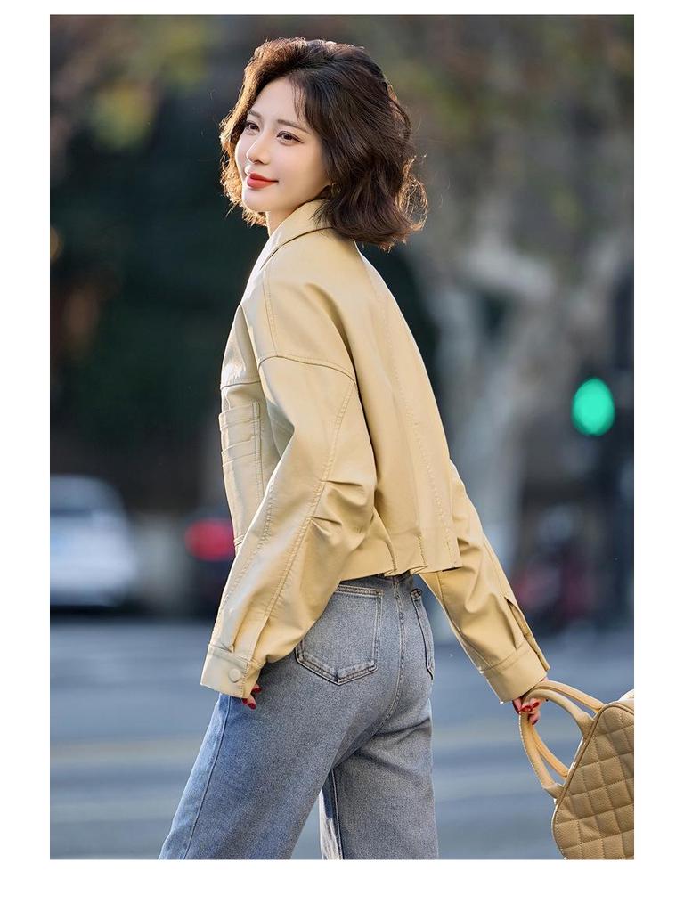 Women's Haining Genuine Leather Sheepskin Jacket, Small, Short, Plus Size, 2025 Spring/Autumn Collection