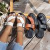 Casual Flat-bottomed Large-size Slippers Women's New Toe Belt Buckle One-word Cool Slippers